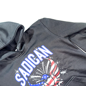 Sweat-shirt à capuche Sadican pour homme, noir, en coton French Terry, imprimé motif aigle, décontracté, pour l'automne, avec poche avant et logo - Product Image 5