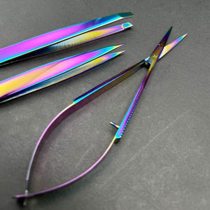 Juego de Pinzas para Cejas Inclinadas y Puntiagudas de Alta Calidad, Personalizadas, para Depilación, Multicolores, con Tijeras de Resorte, Venta al Por Mayor - Product Image 2