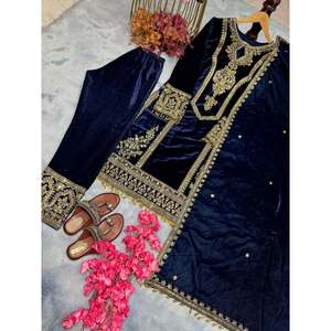 Top de fiesta de mujer de diseñador y conjunto Dupatta elegante Plazzo con hermosos adornos - Product Image 5