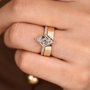 Women's 18K Solid Gold Rose Gold Plated Asscher Cut Diamond Engagement Ring Geometric Fine Jewelry - Product Image 1