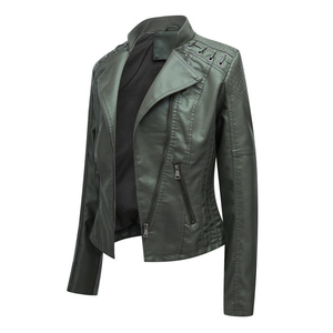 New Fashion Comfortable <b>Women</b> Leather <b>Jacket</b> for Streetwear Solid Color Casual Wear Wholesale Customized Quality Leather <b>Jacket</b> - Product Image 2