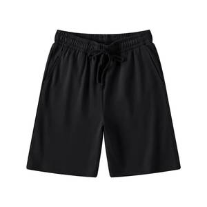 Shorts Bermuda en Coton Blanc pour Homme, Taille Élastique, Couleur Unie, Tissu Respirant, Coupe Décontractée, Taille Mi-Haute - Product Image 2