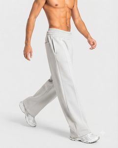 Custom Moon Grey Men's Contrast Line <b>Oversized</b> Jogger Premium Quality Cotton Fleece Trouser Wide Leg Mens Back Pocket <b>Sweatpants</b> - Product Image 5