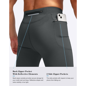 Pantalon de compression pour homme, leggings de sport, course à pied, entraînement, fitness, sous-vêtement technique, séchage rapide, résistant à l'eau, avec cordon de serrage - Product Image 2