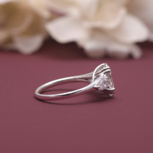 IGI Certified Lab Grown Oval <b>Diamond</b> Three Stone Engagement <b>Ring</b> 14K White /Rose And Yellow Gold Oval Cut <b>Diamond</b> <b>Ring</b> for Women - Product Image 3