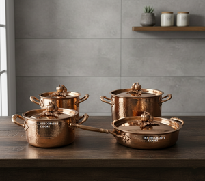 Juego de Cacerolas de Acero Inoxidable Ecológicas con Acabado Martillado, Utensilios de Cocina de Lujo con Tapas de Acero Inoxidable, Olla para Suministro de Catering y Hogar - Product Image 1