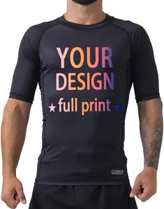 100% <b>Top</b> High Quality Custom Design Slim Fit Unisex Rash Guard with Mesh Washed Simple Front Fitness Wear Gym Workout - Product Image 2