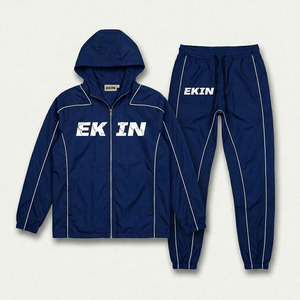 ชุดเซ็ตเสื้อแจ็คเก็ตฮู้ดซิปและกางเกงขายาวสไตล์วินเทจ Y2K สำหรับผู้ชายและผู้หญิง พร้อมโลโก้แบบกำหนดเอง - Product Image 1
