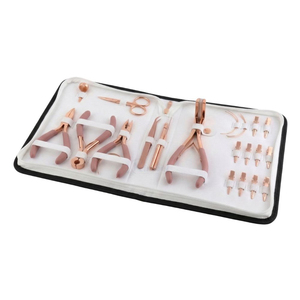 Professional Hair <b>Extension</b> Tool Kit With Orange Handles Stainless Steel Pliers Scissors And Connectors For Installation - Product Image 2