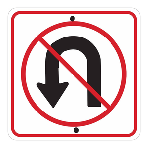 Panneau de signalisation routière pliable Brady No U-Turn Picto Sign - 24x24 pouces, intérieur/extérieur, PVC - Product Image 1