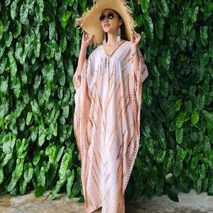 Vêtements de plage pour femmes Robe caftan en lin Robe de plage multi-usages Robe longue décontractée Robe maxi pour femmes - Product Image 1