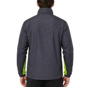 Veste coupe-vent pour homme de qualité supérieure, col montant, légère, imperméable, pour activités de plein air, vente en gros, gris foncé et vert lime, veste de course - Product Image 4