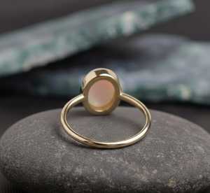 Anillo Ovalado de Ópalo Natural Clásico Multifuego, Piedra de Nacimiento de Octubre, Regalo de Aniversario para Ella, Apilable, Plata de Ley 925, Oro de 14K - Product Image 4