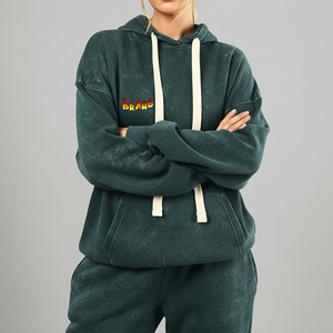 Sudaderas con Capucha para Mujer de Alta Calidad, Impresión Personalizada, Lavado Ácido, 100% Algodón, Tallas Grandes, Estilo Casual de Invierno - Product Image 4