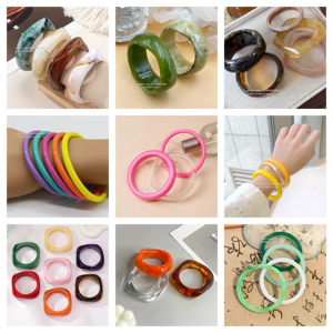 กำไลข้อมืออะคริลิคเรซิ่นแบบเรียบเครื่องประดับมือสร้างสรรค์สำหรับงานปาร์ตี้แฟชั่น - Product Image 6