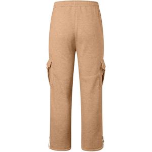 <b>Men's</b> Beige Cotton Cargo Sweatpants Elastic Waist Drawstring Multiple Pockets Casual Autumn Wear - Product Image 2