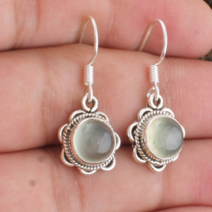 Pendientes de Prehnita Natural al por Mayor, Pendientes Redondos de Plata de Ley 925 con Piedras Preciosas para Mujer, Joyería Fina, Regalo, Fabricante - Product Image 5