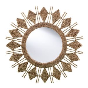 Miroir mural en jonc de mer tendance, fait main, décoration bohème naturelle pour la maison - Product Image 4