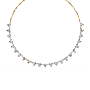 Collar de cadena de tenis con diamantes cultivados en laboratorio de corte redondo de diseñador, certificado CVD IGI, cadena de diamantes de oro macizo de 14K - Product Image 1