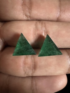 Natural Zambian Emerald <b>Triangle</b> Pair Rich Green Matching Loose Gemstones for Fine Jewelry Custom Luxury Designs - Product Image 3