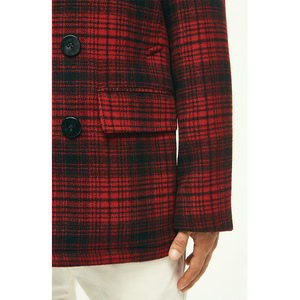 Manteau long d'hiver en laine à carreaux rouges pour homme, double boutonnage, sur mesure, vêtement d'extérieur formel pour affaires - Product Image 5