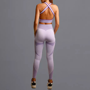 Womens Two Piece <b>Yoga</b> <b>Set</b> With Athletic Sports Bra And Stretchable Workout Leggings For Gym Fitness And Casual Activities - Product Image 4