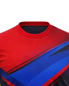 Camiseta Deportiva Personalizada para Hombre en Rojo, Azul y Negro, de Secado Rápido, Poliéster, con Estampado Personalizado, Manga Corta, para Gimnasio, Running y Entrenamiento - Product Image 5