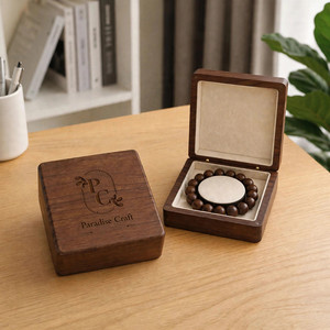 Natural Wood Jewelry <b>Storage</b> <b>Box</b> with <b>Hinged</b> <b>Lid</b> Velvet Lined Ring Slots and Accessory Tray - Product Image 6