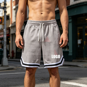 Shorts de basketball pour hommes, formels, respirants, en maille, à taille élastique, séchage rapide, pour activités de plein air et fitness, teint uni - Product Image 2