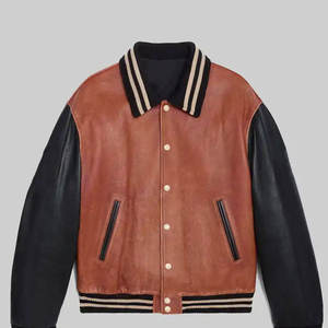 Chaquetas Varsity de Cuero de Moda Urbana, Corte Holgado, Estilo Moderno y Estético, Ropa Letterman - Product Image 1