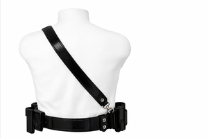 Sangle d'épaule en cuir véritable noir avec anneaux en D, réglable, style formel, entièrement doublée - Product Image 2