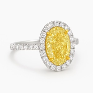 Anillo de Compromiso con Halo y Diamante Ovalado Amarillo de 1.50ct, Cultivado en Laboratorio, Diseño Moderno, Oro Blanco de 14K, Certificado IGI, Fino - Product Image 3