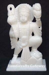 Statue de Lord Hanuman Ji en marbre blanc de première qualité et finition soignée, pour la décoration de la maison, du bureau et des temples. - Product Image 4