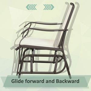 Set di 3 Sedie a Dondolo da Giardino con Tessuto Sling, Tavolo in Vetro e Tavolino da Caffè per Esterni - Product Image 4
