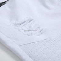 Shorts Bermuda en jean blanc déchiré pour homme, sportif, uni, non tissé, décontracté, taille élastique, taille mi-haute, séchage rapide, respirant, longueur genou