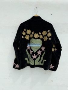 Heart Embroidered Jacket <b>Coat</b> Velvet Handmade Suzani Jacket <b>Coat</b> Boho Chic Jacket <b>Women's</b> <b>Coat</b> - Product Image 3