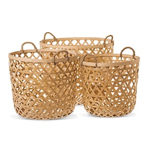 <b>Large</b> hand woven bamboo <b>basket</b> household organizer clothes toys <b>storage</b> <b>baskets</b> with handles - Product Image 5