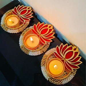 ชุดเชิงเทียนสำหรับตกแต่งบ้านแบบดอกบัวทำด้วยมือของตกแต่งบ้านของดิวาลีชิ้นกลางงานแต่งงานของขวัญงานเทศกาล - Product Image 4