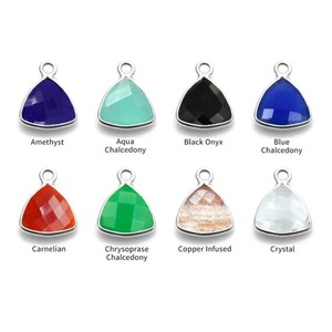 <b>Triangle</b> Natural Gemstone Charms Rose Gold Plated Bezel Setting Geometric Pendant Components Unisex Bohemia Style - Product Image 2
