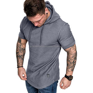 Sweat à capuche zippé en polaire à manches courtes pour homme, avec impression numérique et capuche – Sport et fitness - Product Image 4