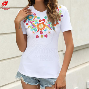 Camisetas de Algodón de Manga Corta para Mujer, Bordadas, Suaves y Cómodas, Casuales, para Impresión de Logotipo Personalizado, Venta al Por Mayor, OEM - Product Image 6