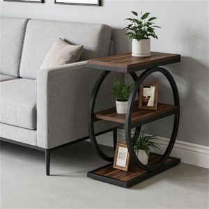 Tavolino Laterale con Funzione di Scaffale Portaoggetti, Tavolino da Tè o Caffè, Tavolo da Divano, Tavoli Console - Product Image 3