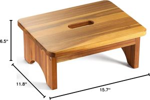 Tabouret marchepied en bois d'acacia naturel avec poignée, repose-pieds portable, chaise pour enfants et adultes, idéal pour la maison et l'hôtellerie, vente en gros - Product Image 6