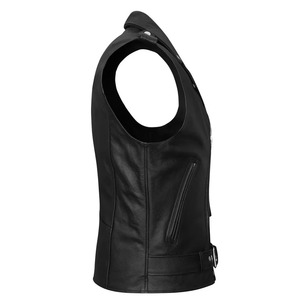 Chaleco de Motociclista de Cuero Genuino para Mujer, Cierre de Cremallera, Color Sólido, Ropa de Abrigo para Otoño - Product Image 6