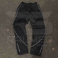 Survêtement coupe-vent 2 pièces, veste zippée et pantalon, lignes réfléchissantes, 100% nylon, logo personnalisé, survêtement surdimensionné pour hommes