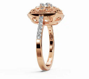 Anillo de Diamantes de Diseño Vintage con Halo Ornamentado, con un Peso Total de 0612 Quilates y 33 Piedras Brillantes - Product Image 2