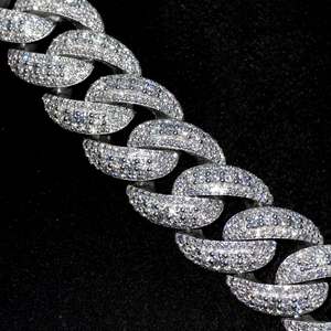 925 Sterling Silver Moissanite Cuban Link <b>Chain</b> Necklace <b>Iced</b> <b>Out</b> Bold Pendant Jewelry for Men Women - Product Image 2