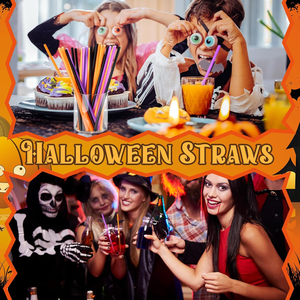 Pajitas Reutilizables de Plástico Duro para Halloween, Pajitas de Color Naranja, Morado y Negro para Bebidas, Smoothies, Cócteles, Hogar y Restaurantes - Product Image 3