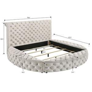 Lussuoso 1 pezzo di avorio regina Glam testiera trapuntata tappezzata letto pedana in legno Set di mobili per camera da letto - Product Image 6