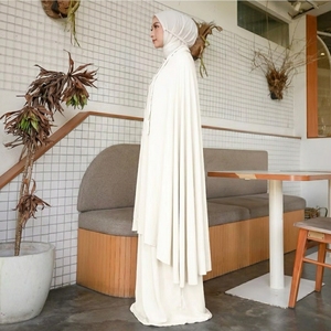 Vestido de Oración Musulmán para Mujer, de Rayón Blanco Puro de Lujo, Suave y Transpirable, Abaya Islámica, Conjunto Mukena, Alta Calidad, Venta al Por Mayor - Product Image 3